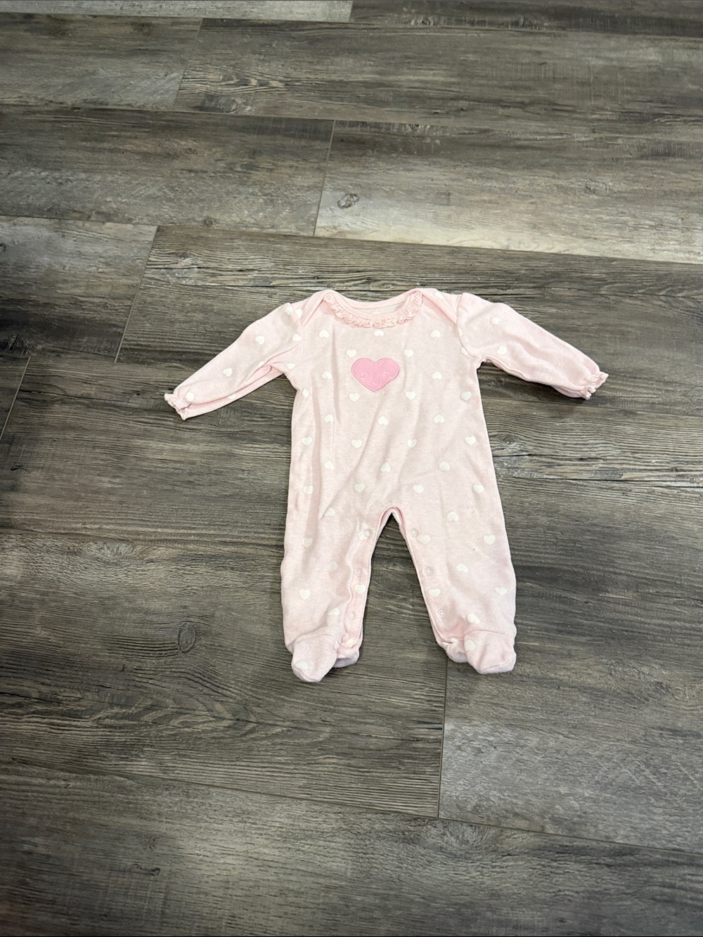 Rene Rofe Baby Pink Heart One-Piece Footed Sleeper